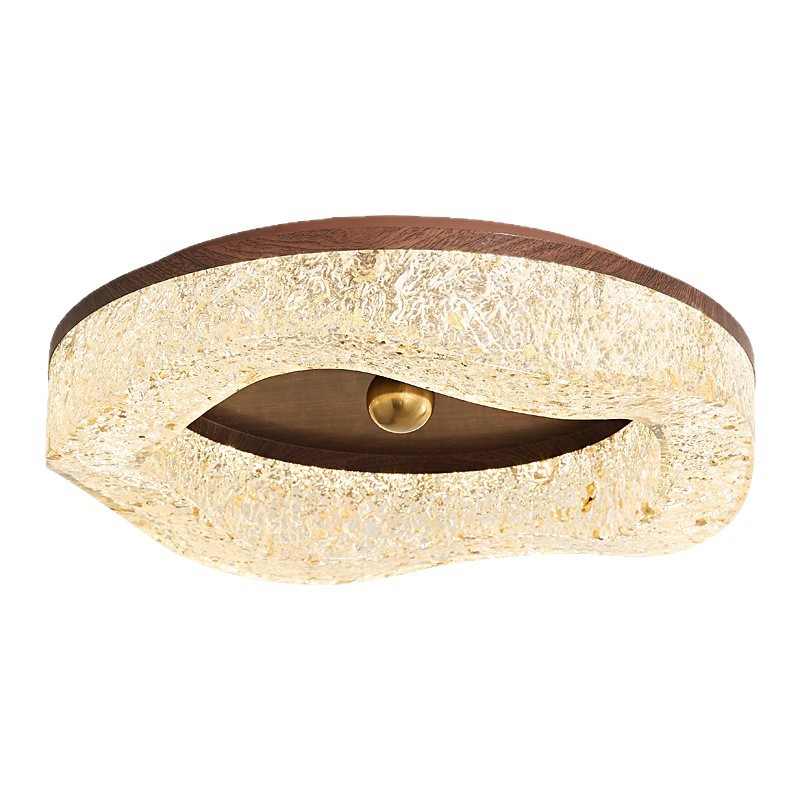 Lámpara de techo de dormitorio medieval de estilo italiano Lámpara de techo de resina de lámina de oro de lujo ligero Lámpara de habitación de protección ocular de grano de madera de nogal de alta calidad