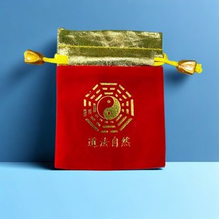 Red Velvet Taoist Houtian Bagua Tips Bag Lucky Bag Buddha Beads Bracelet Storage Gift Cloth Bag Logo Customization