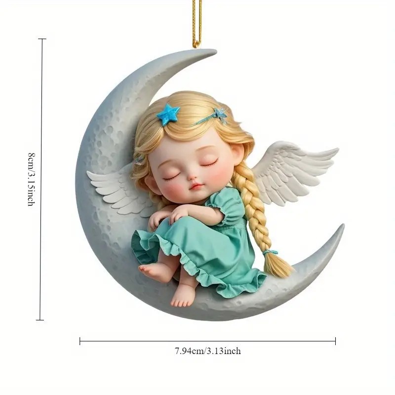 Cross-border nuevo lindo ángel acrílico colgante espejo retrovisor de automóvil colgante plano decoración de regalos de vacaciones