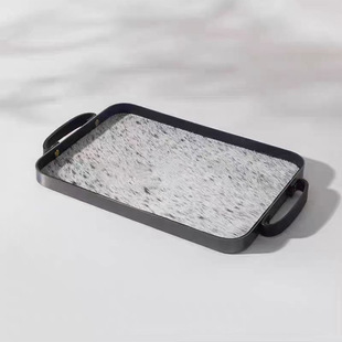 Modern High-End Model Room Living Room Study Desktop Horse Hair Metal Storage Tray Accessible Luxury Aromatherapy Plate Decoration