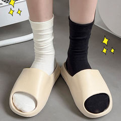 White unboned postpartum socks, women's mid-calf socks, pure cotton, trendy, soft and fluffy, loose mouth long socks, black, puffy socks
