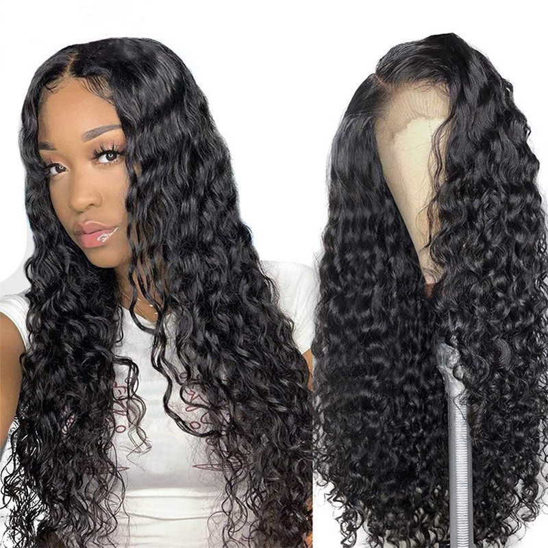 Myanmar Wig 4*4 Half Lace Water Ware 180 Density Curly Hair Wig Smooth Hair Human Wig
