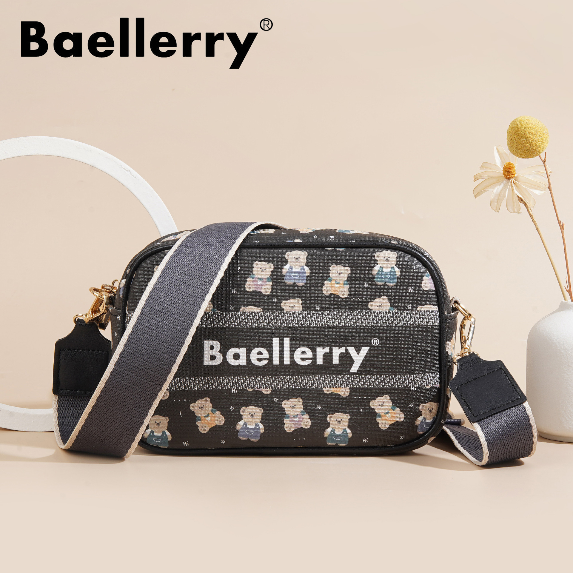 cartoon bag strap with zipper one shoulder
