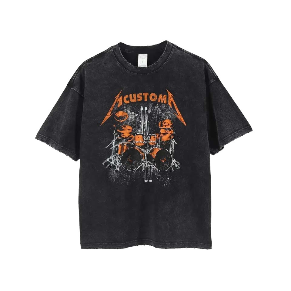 retro black Japanese T-shirt for leisure