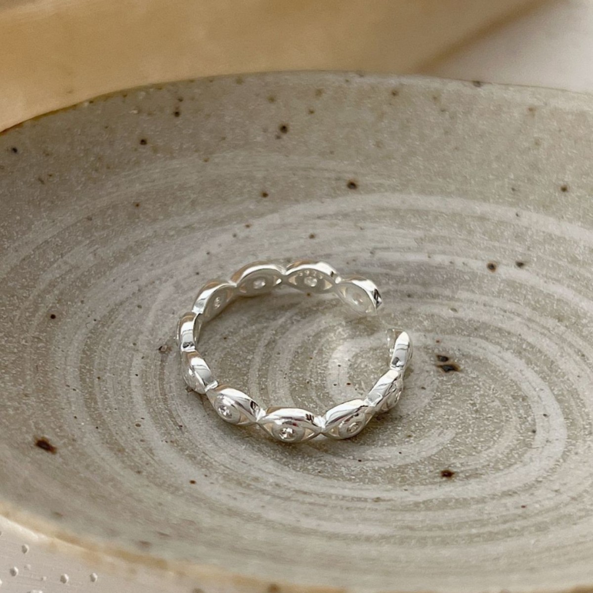 韓國飾品925純銀開口戒指女簡約時尚高級感食指戒氣質配飾指環潮