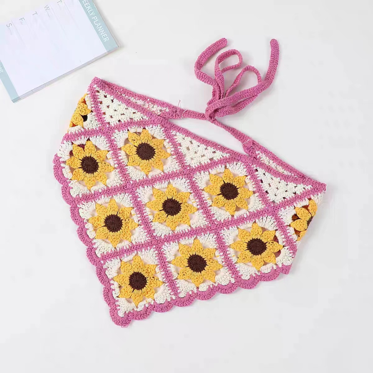 Primavera y otoño viajes ins dulce estilo lindo hecho a mano banda pelo de las mujeres accesorios para el pelo punto ganchillo pañuelo verano triángulo bufanda