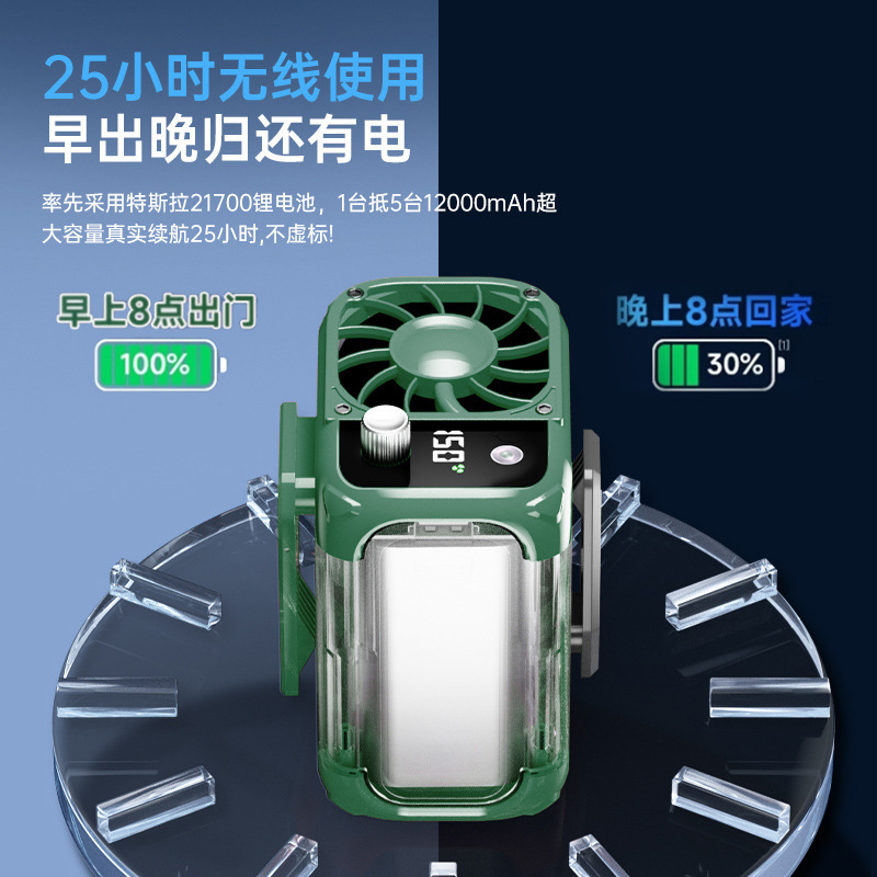 新しい屋外腰掛け扇風機、高速、強風、ポータブル、腰にクリップ、超長バッテリー寿命、夏の暑さを和らげる冷却アーティファクト|undefined