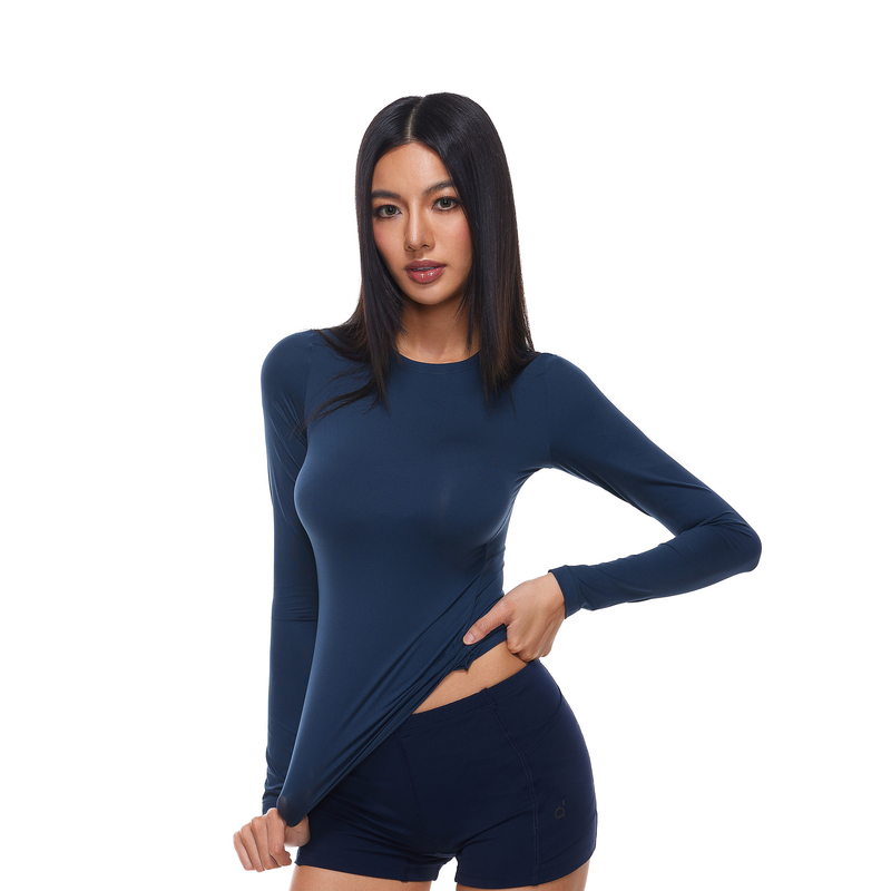 2025 New Women's Lightweight High-Elastic Slim Long-Sleeved T-Shirt Women's Autumn Quick-Drying Slimming Look Inner Layering Shirt