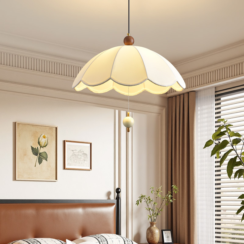 Lámpara de tela medieval francesa "Viento tranquilo" sala de estar estudio dormitorio lámpara de viento crema decoración de comedor lámpara de atmósfera