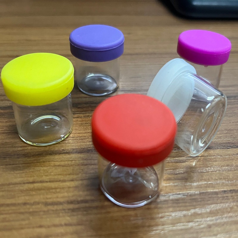 6ML高硼硅玻璃烟膏罐子 带硅胶盖霜膏瓶 保鲜玻璃药品盒1