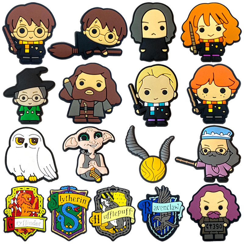 Harry Potter Shoe Flower Cute Cartoon Croc Shoes Shoe Buckle Personalized DIY Soft Rubber Garden Shoe Decorative Buckle Accessories