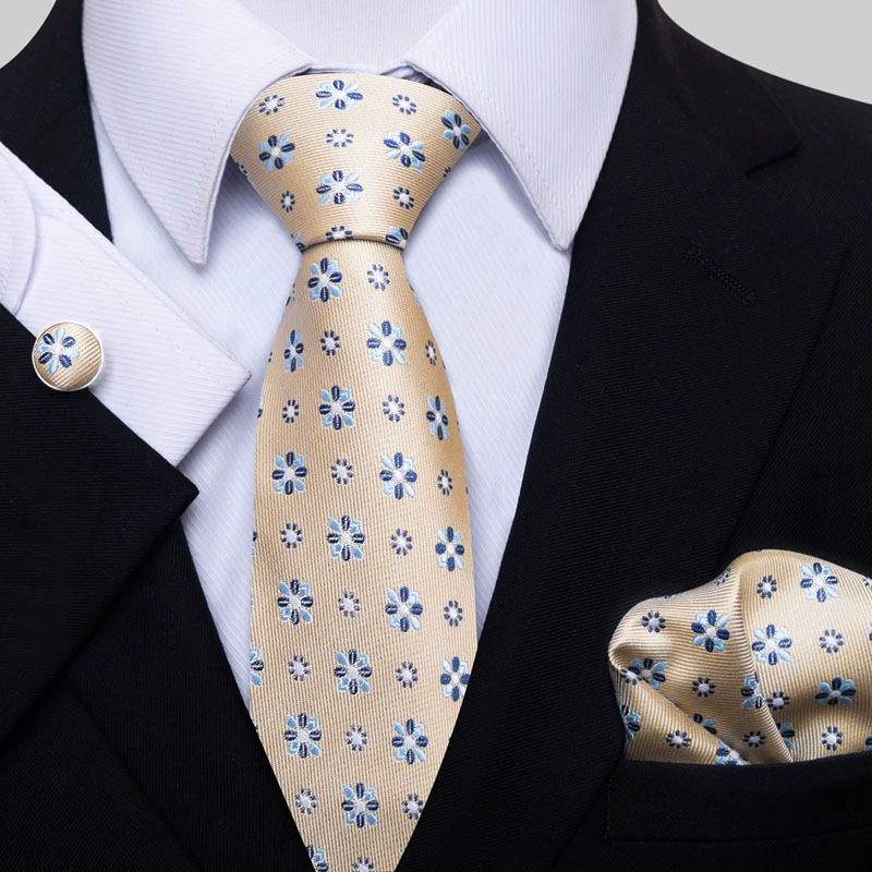Ready stock solid color polka dot plaid tie wholesale solid color men's tie tie cufflinks pocket square set 8cm