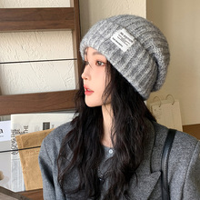 针织帽子女冬季日系宽松保暖护耳毛线冷帽大头围显脸小堆堆帽男