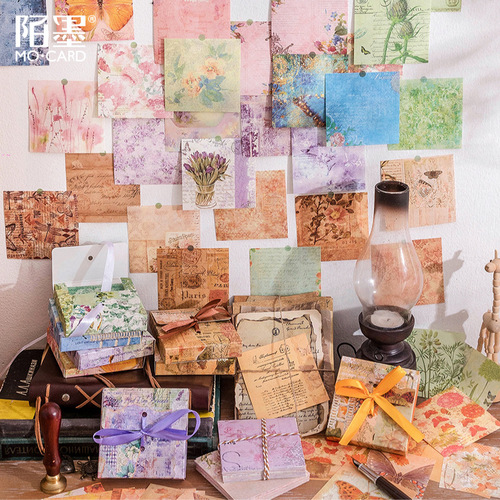 Momo boxed material paper Fushengluomeng series retro handbook DIY material decorative stickers 100 sheets 6 styles