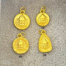 水贝黄金999足金黄财神吊坠时尚5G硬金圆牌挂坠项链金饰礼物礼品