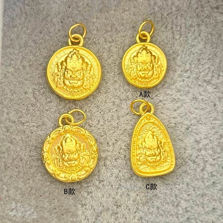 水贝黄金999足金黄财神吊坠时尚5G硬金圆牌挂坠项链金饰礼物礼品