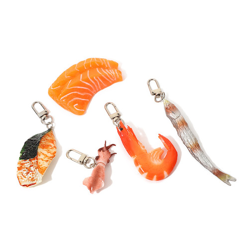 PVC keychain keychain custom made imitation food toys seafood barbecue car keychain food toys wholesale