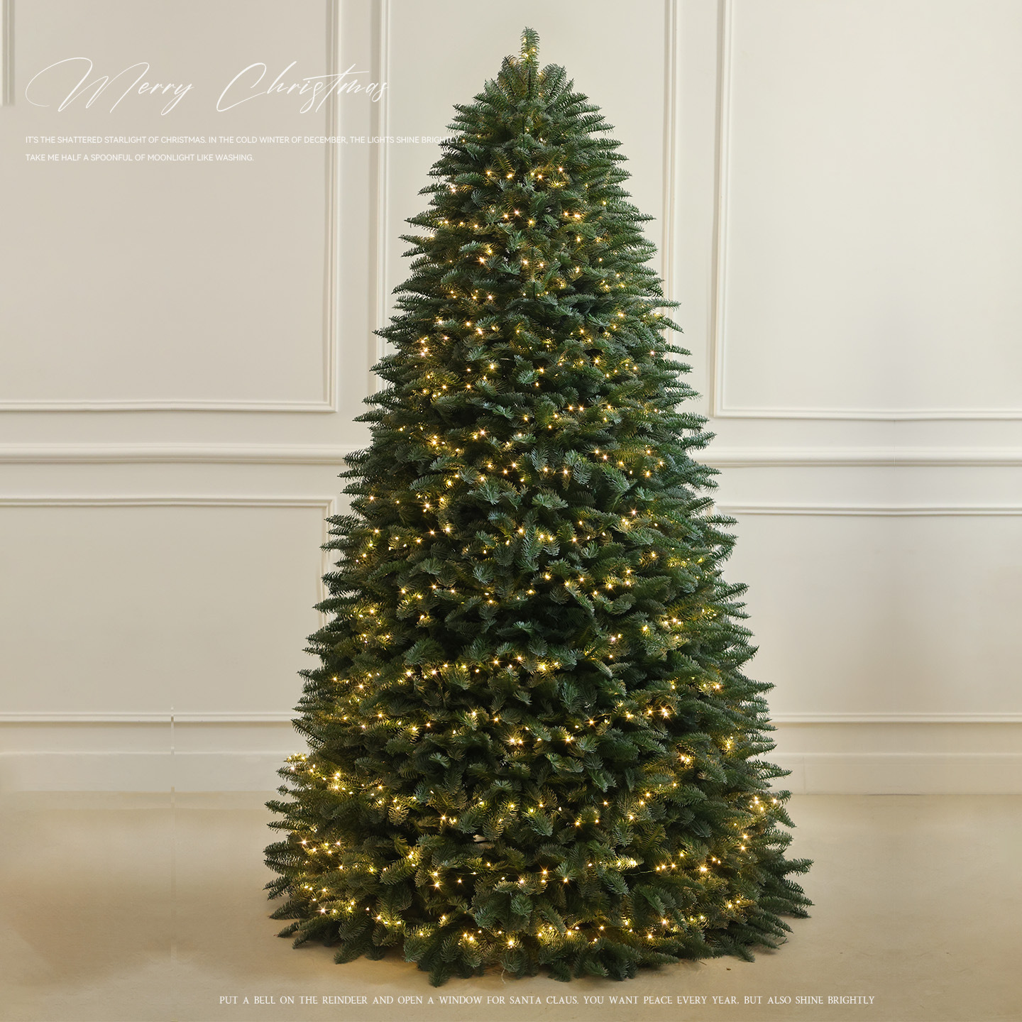 Decoraciones de Navidad PE puro imitación de árbol de Navidad con lámpara 120 / 150 / 180 / 210cm adornos grandes