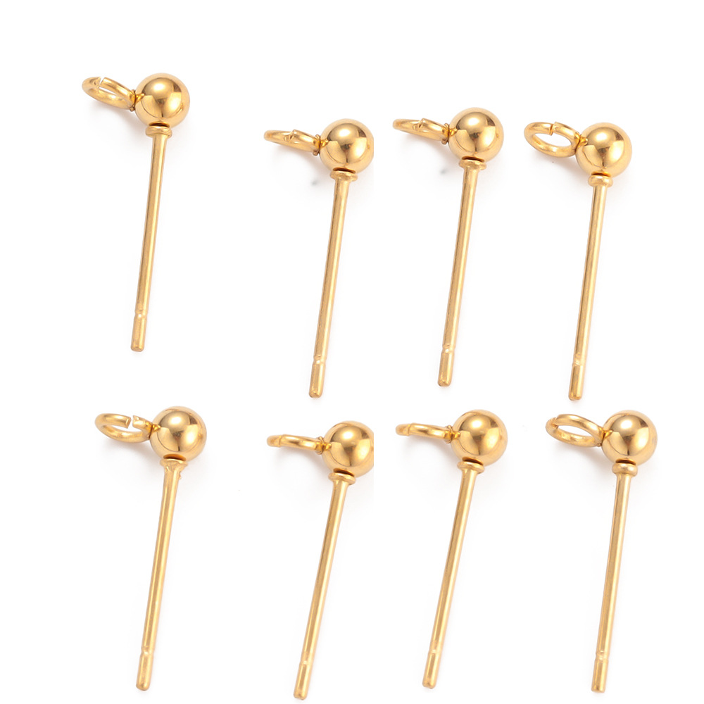 304 Stainless Steel Material 50 PCS/Package Diameter 3mm Diameter 4mm Diameter 5mm 304 Stainless Steel Solid Color Earring Findings