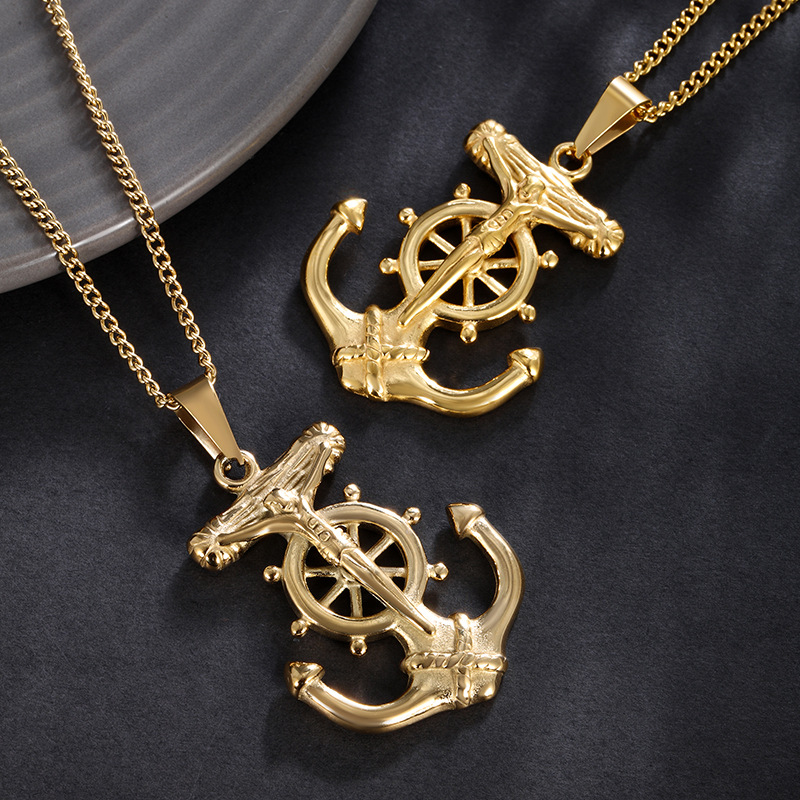 Joyas Xuping anchor de oro colgante de barco personalidad hip hop joyas de moda europea y americana colgante de acero inoxidable hombre