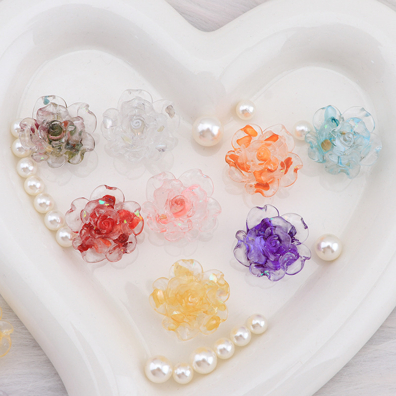 New Style Natural Stone Thick Bottom Rose Flower Making DIY Mobile Phone Case Hole Shoes Refrigerator Stickers Decoration Material Bag