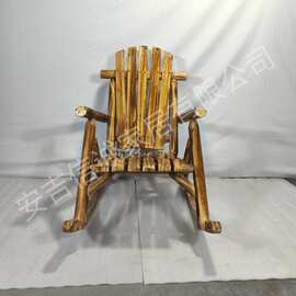 安吉信诚花园圆棒碳化摇椅庭院防腐木碳化单人摇椅rocker chair