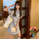 polo collar embroidered short sleeve dress women's summer 2024 New preppy style loose design sense A- line straight skirt