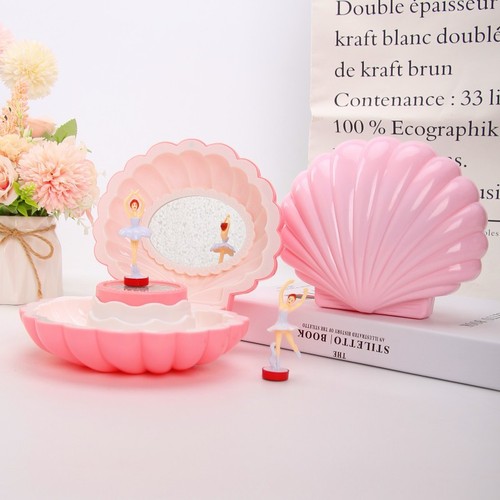 Lilac Heart Rainbow Luminous Shimmering Shell Music Box Eight-Track Music Box Children Girls Jewelry Box Rotating Dancing Gift