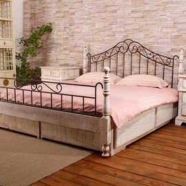 定制定制 欧式实木婚床双人床带抽屉储物床白 1.5米1.8榆木原木床