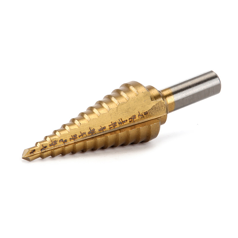 Cross-border Amazon 6-piece aluminum box titanium-plated British triangular shank step drill center punch set