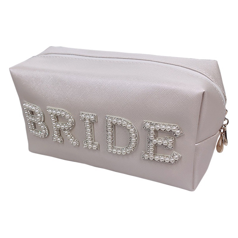 Amazon popular Pearl letter cosmetic bag women's large capacity octagonal bag high-looking makeup storage bag wash bag