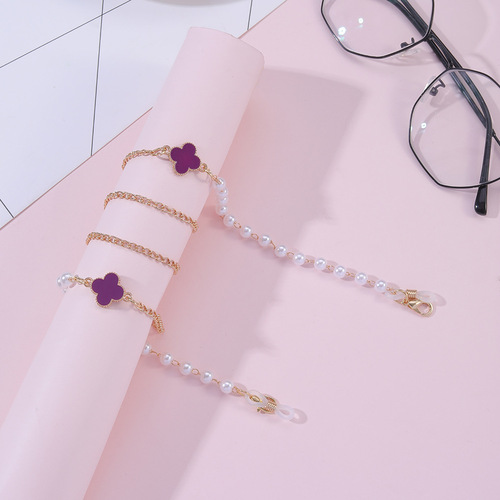 Ins glasses chain necklace for neck anti-lost strap four-leaf clover long chain children's mask strap 74cm