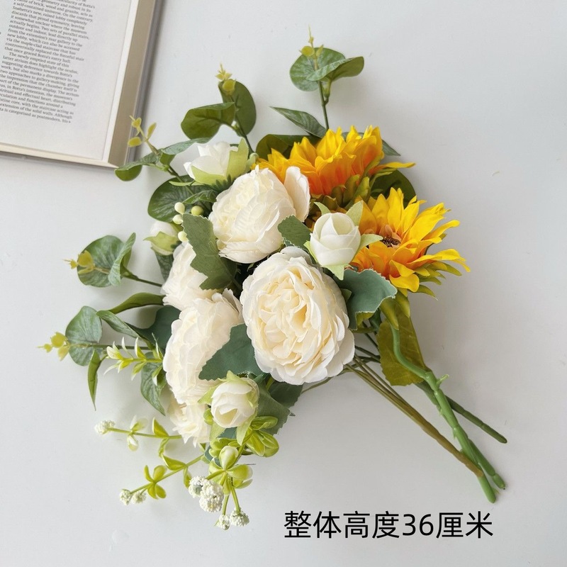 向日葵仿真花花束场景布置摆件桌面装饰花艺成品干花假花仿真花|undefined