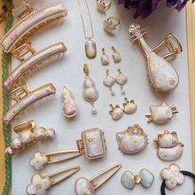 DIY宋锦钥匙扣底托中国风项链底盘配件方形合金链条吊坠钥匙挂牌