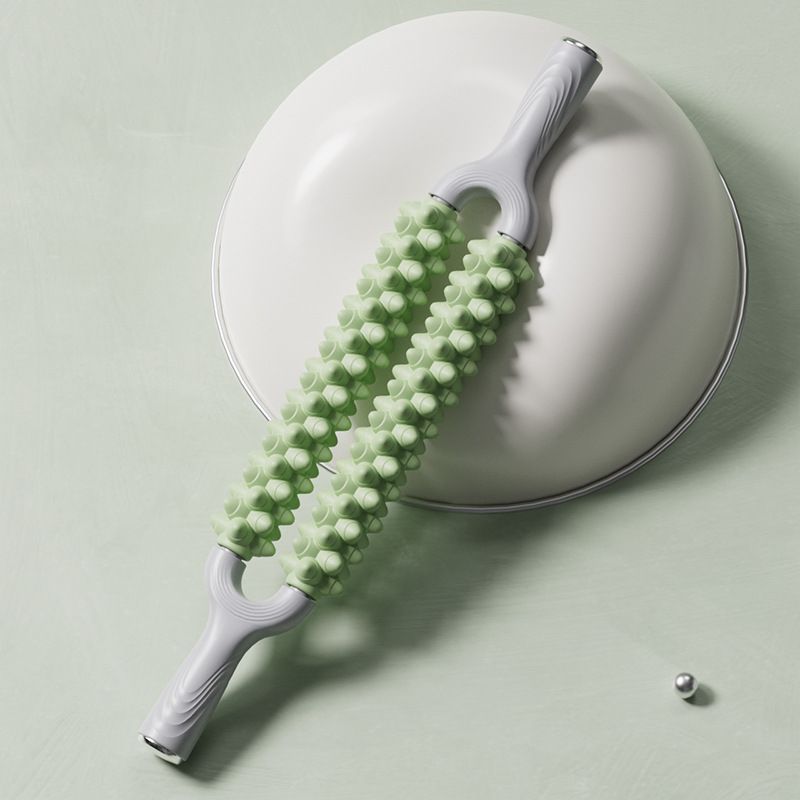 Masaje de yoga de doble fila, barra de maza, rodillo de masaje, fascia, rodillo de piernas, rodillo de piernas, artefacto de relajación muscular de piernas