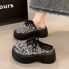 小香风厚底增高包头半拖鞋女夏外穿批发新款网红超火懒人穆勒凉拖