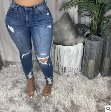 Pantalones vaqueros ajustados de talle alto estilo europeo y americano para comercio exterior, pantalones pitillo elásticos de AliExpress image 5