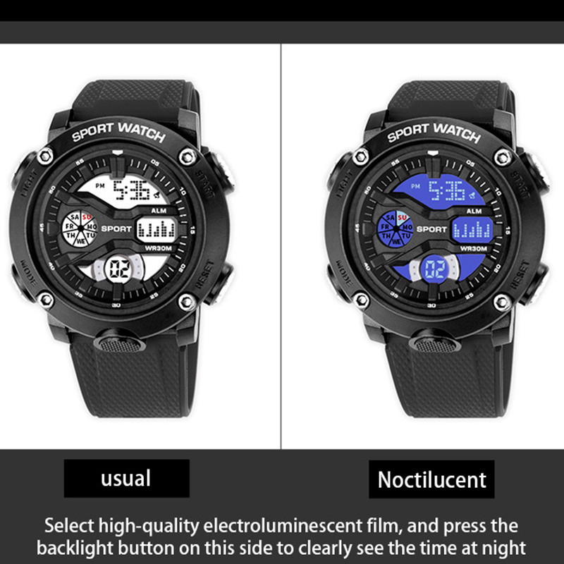 Reloj de los hombres deportes al aire libre correr tiempo luminoso impermeable multi-funcional Internet celebridad juventud estudiante reloj electrónico