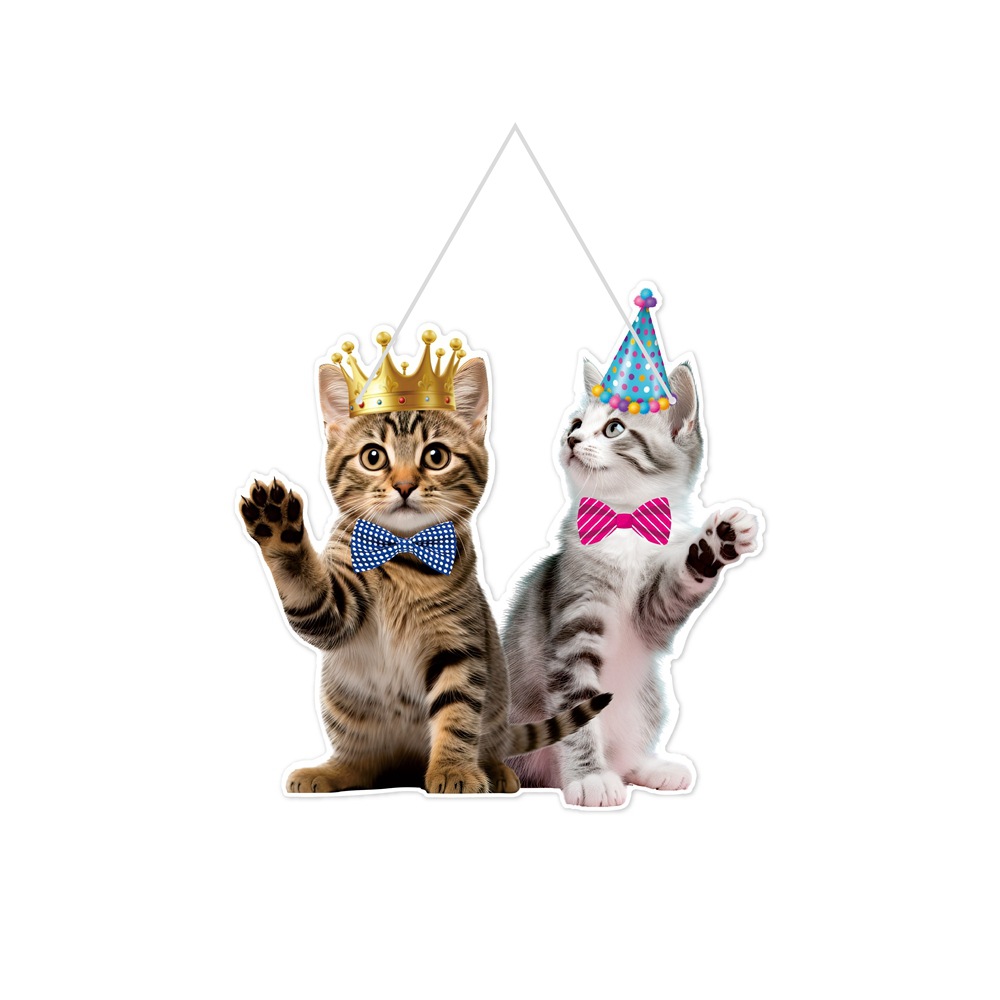 Nueva decoración de fiesta de cumpleaños para gatos con bandera de tracción para mascotas con tema de decoración de cumpleaños para tarjetas de pastel