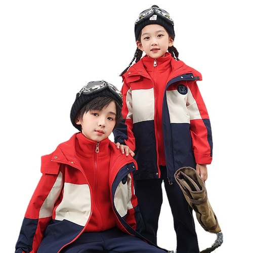 澜洋贝贝小学生班服冲锋衣校服冬装三件套连帽防风幼儿园园服Y778