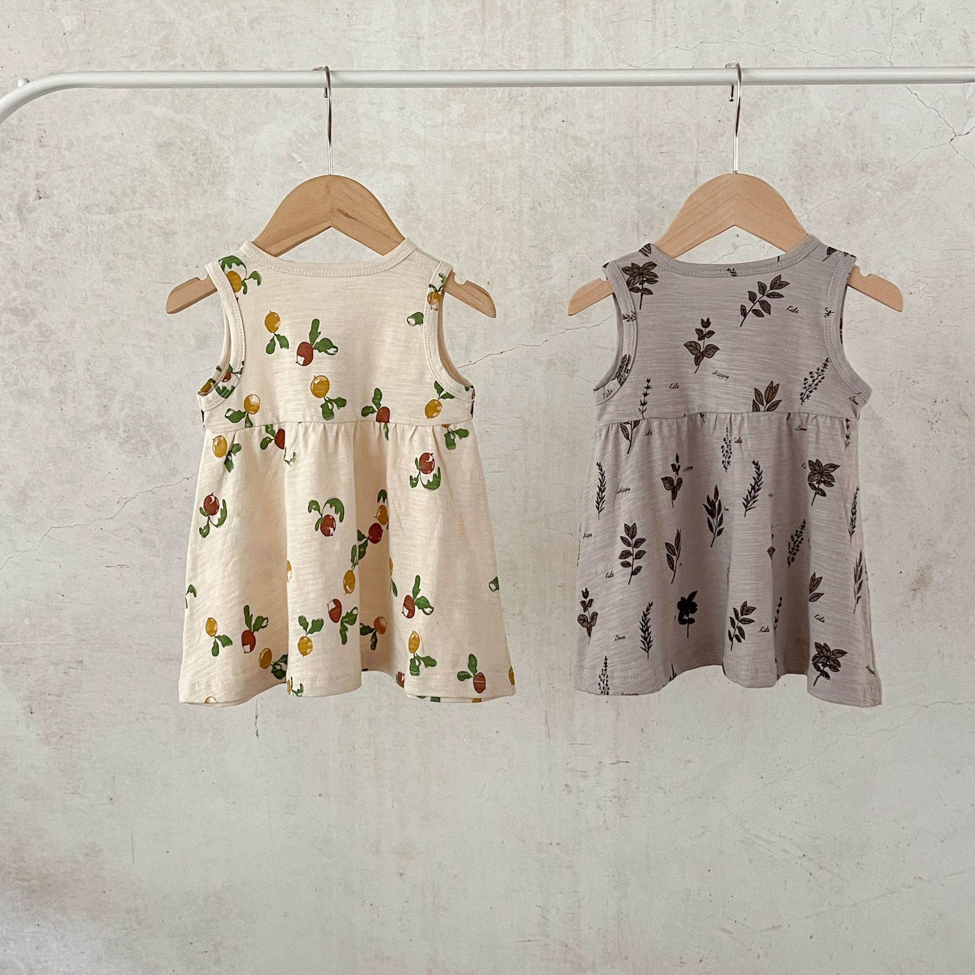 Ins verano estilo nórdico niña bebé algodón estampado chaleco falda recién nacido transpirable suave casual falda de línea A