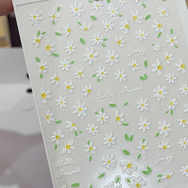 Popular Fresh Spring Daisy Nail Stickers Embossed Three-Dimensional Romantic Daisy Spring Cute Nail Stickers