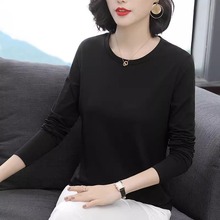 2025春季新款宽松t恤中年妈妈长袖秋冬内搭打底衫上衣女