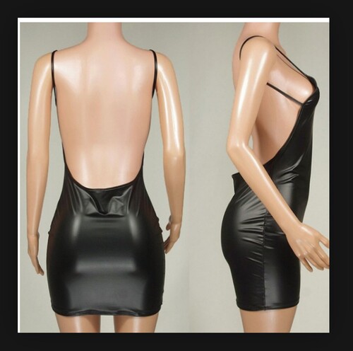 Sexy underwear foreign trade plus European size manufacturer European and American black leather patent leather jacket leaky back suit one piece drop shipping