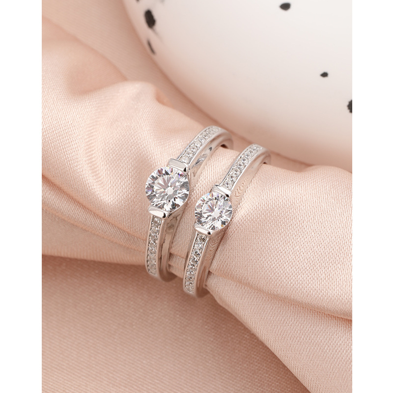 Anillo de zircón de diamante de plata 925 para mujeres anillo de pareja cerrado de matrimonio anillo de diamantes simulado regalo de novia