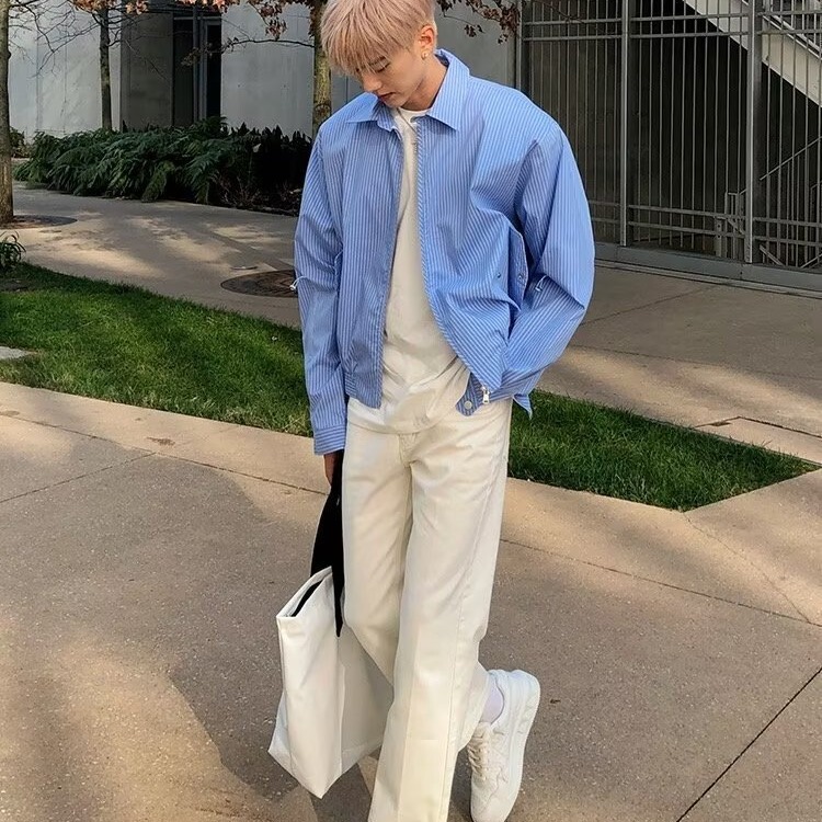 Spring and Autumn striped shirt men's long-sleeved Japanese retro fashion brand loose all-match casual couple fashion coat ins