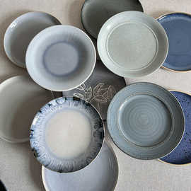 日式陶瓷小盘子家用菜盘ins早餐盘8寸浅平盘简约西餐盘意面盘pω