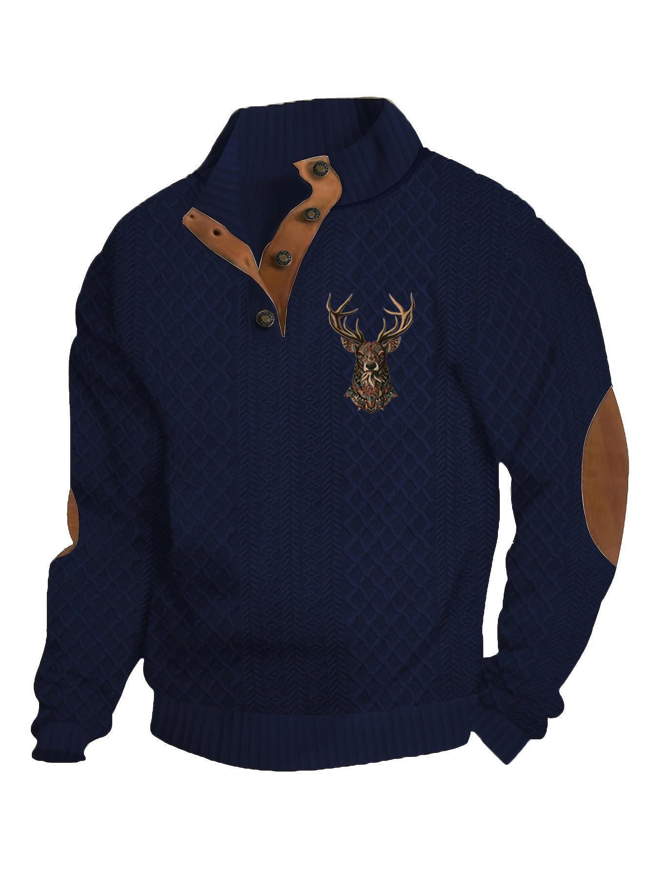 Transfronterizos Amazon otoño invierno caliente tamaño europeo para hombres al aire libre imitación de cuello de manga larga impresa hoodie de tres botones