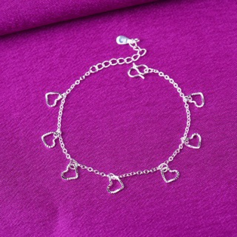 WYF107-Hollowing Heart-shaped Pendant Silver Bracelet#SZ027