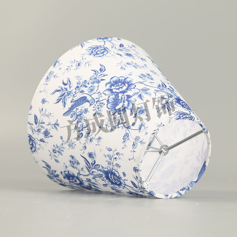 Pantalla de lámpara de mesa pequeña impresión fresca de la literatura y el arte del hotel residencial pantalla de lámpara de cama dormitorio estudio pantalla de tela